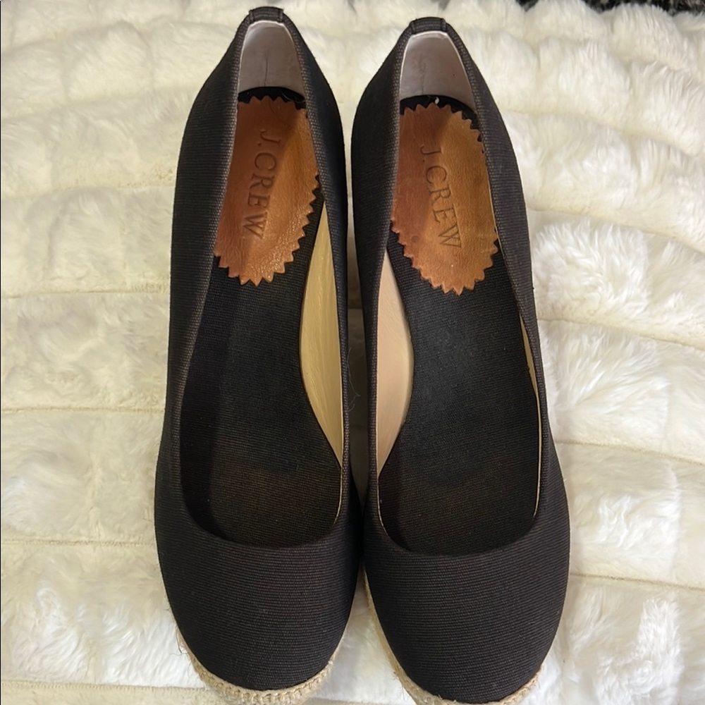 J. Crew Women's Black Espadrille Wedges